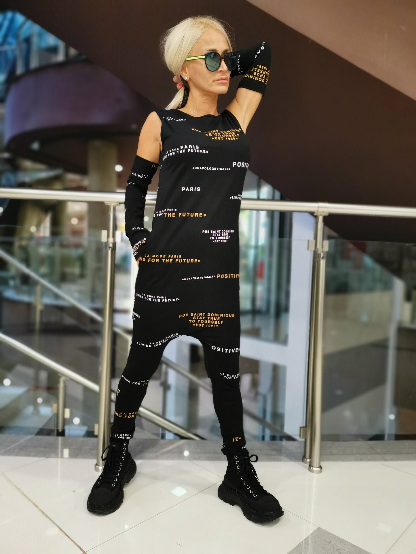 Women Open Back Jumpsuit / Extravagant Jumpsuit /Harem Jumpsuit/Jumpsuit with extra sleeve/Cotton Black Jumpsuit /Plus Size Jumpsuit